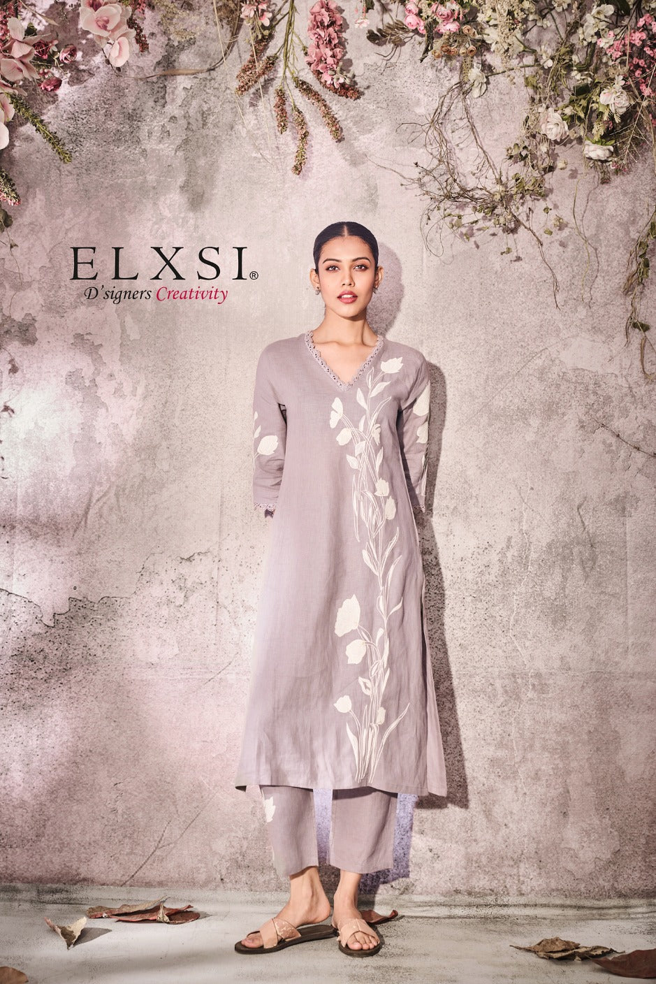 Linen Grey Kurta Set elxsi