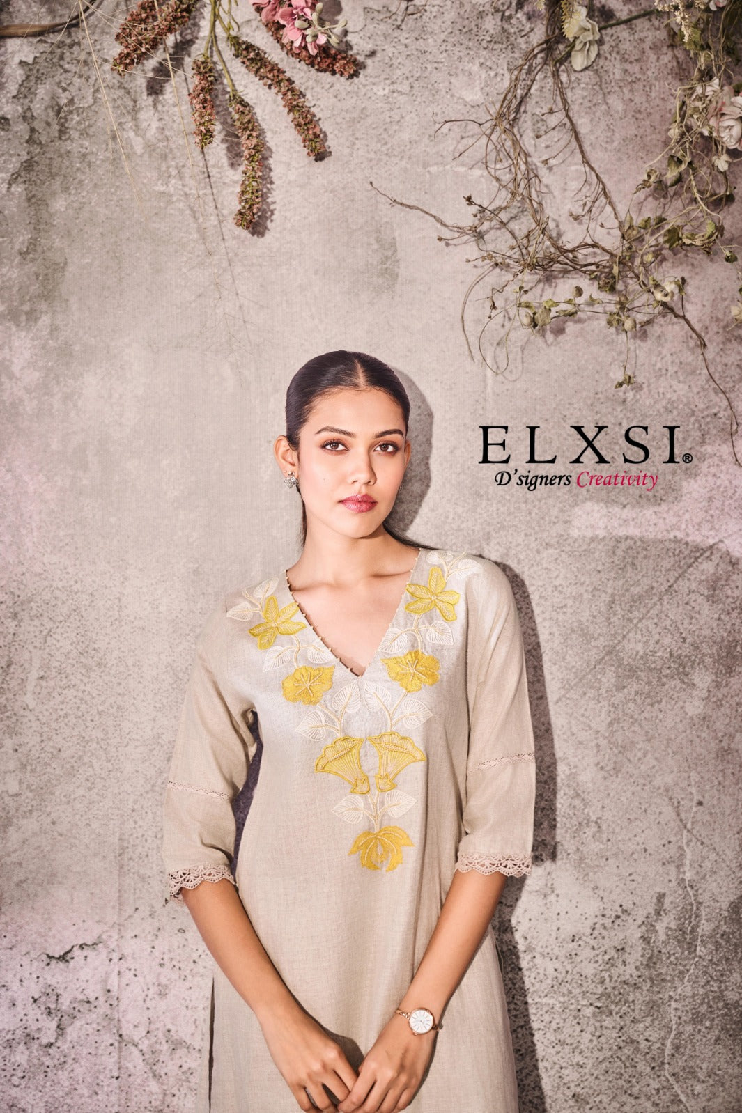 Linen Natural Kurta Set elxsi