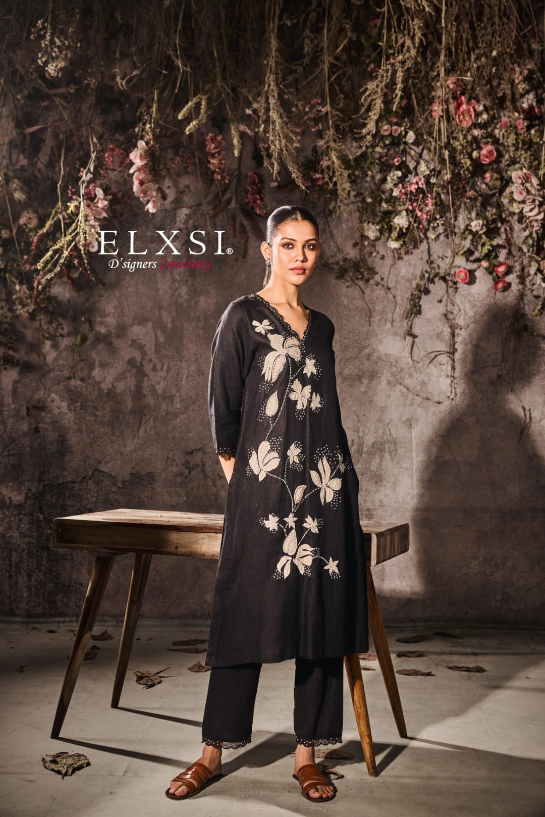 Linen Black Kurta Set elxsi