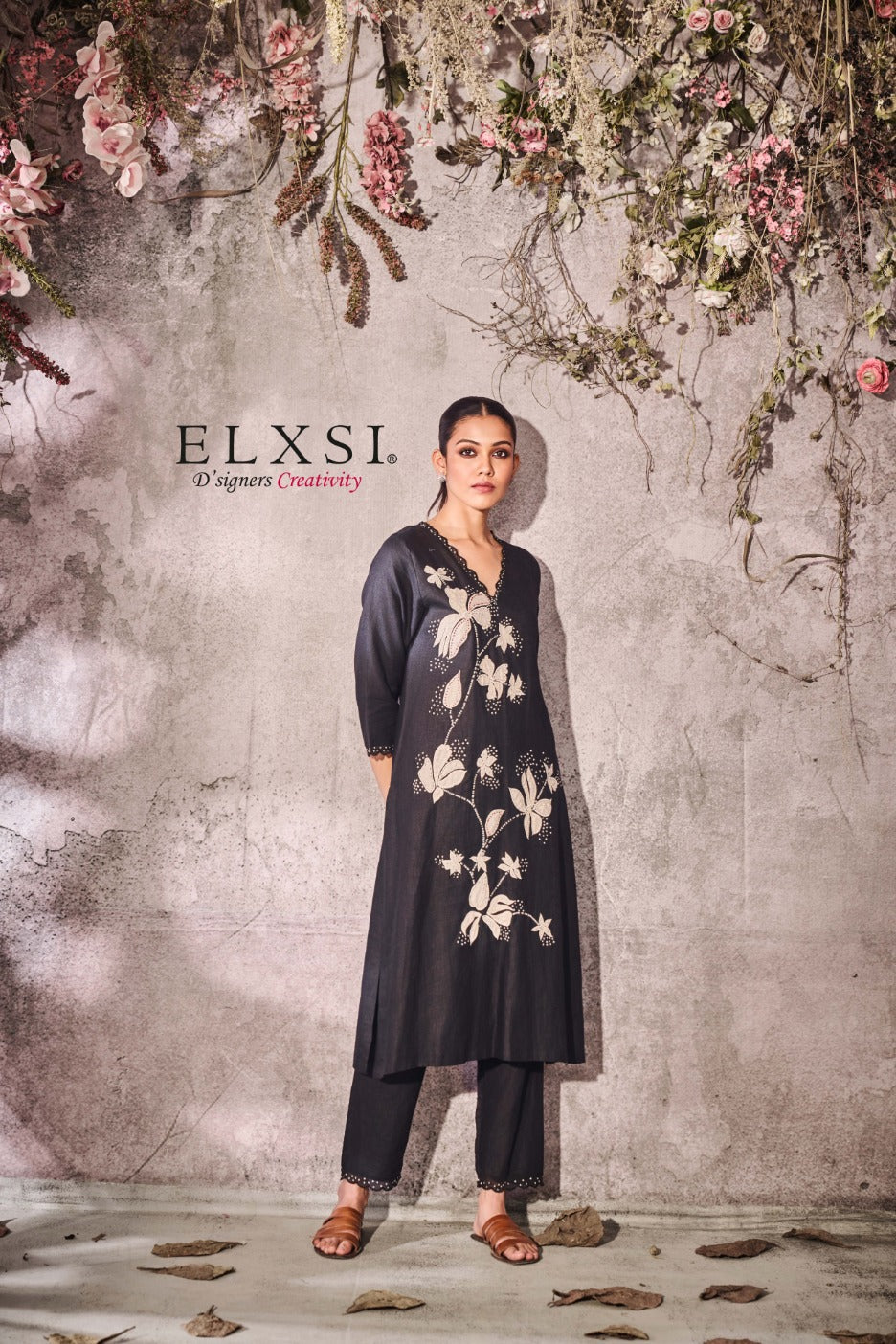 Linen Black Kurta Set elxsi