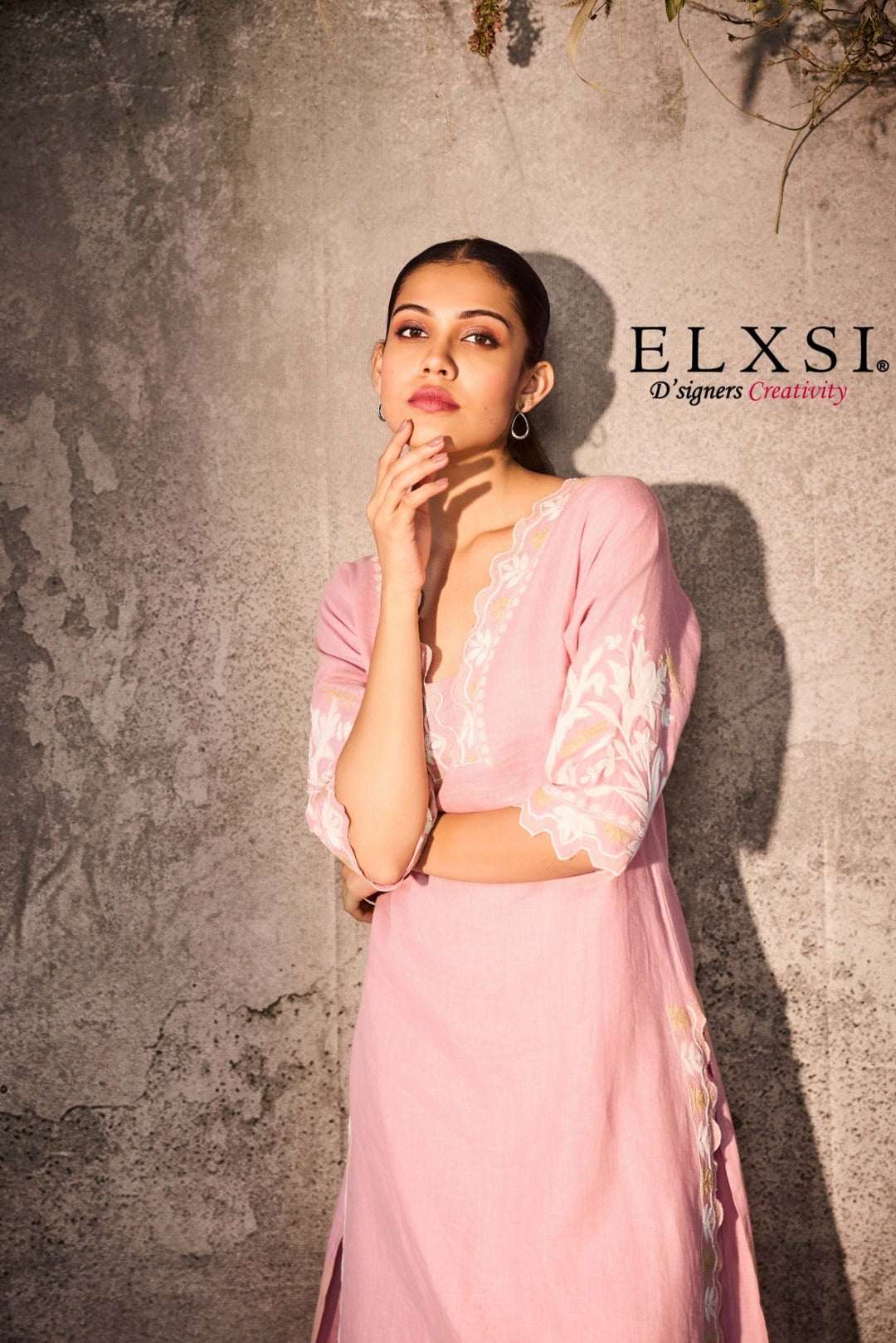 Linen Pink Kurta Set elxsi