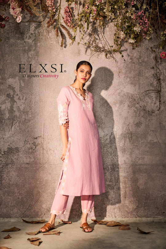 Linen Pink Kurta Set elxsi