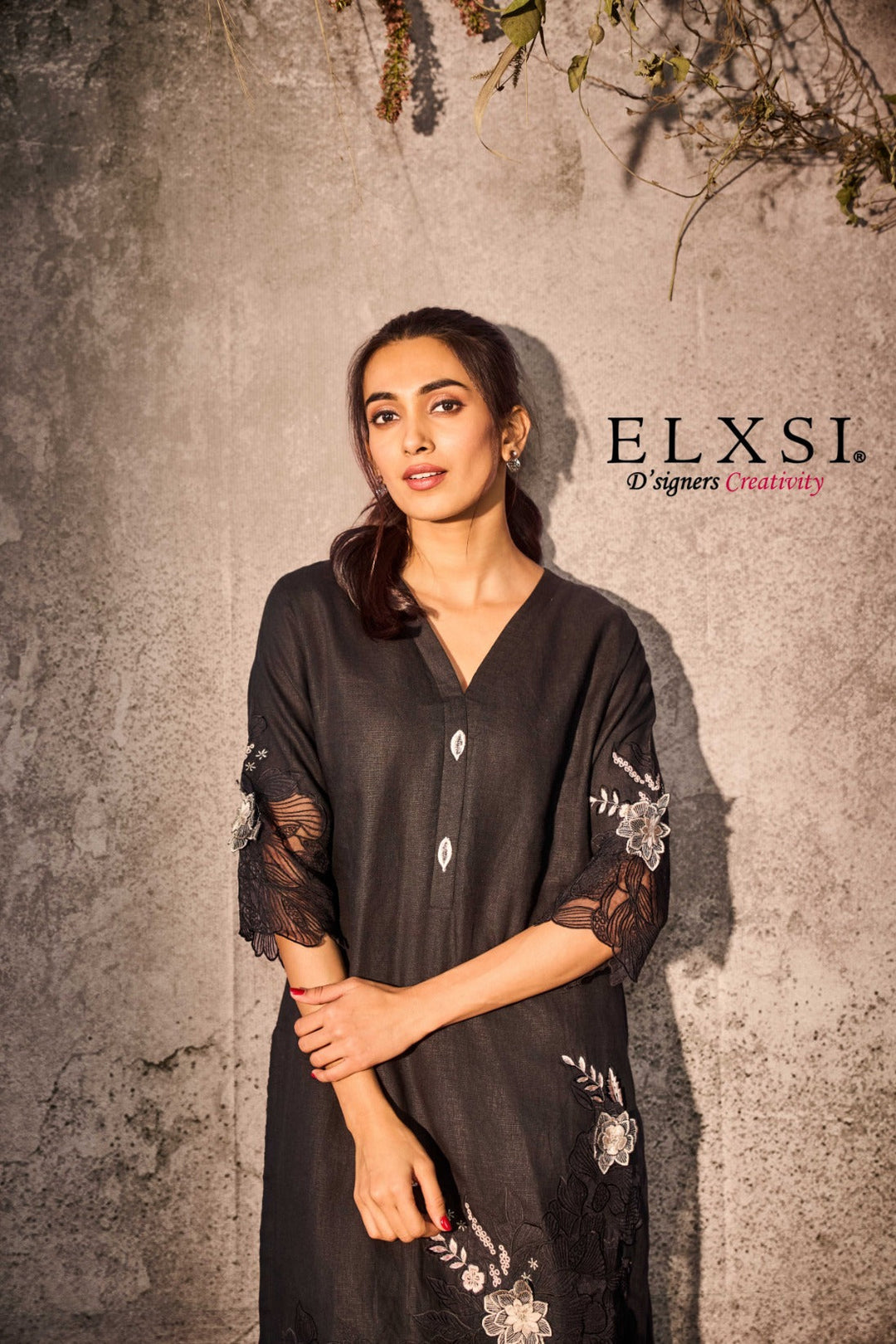 Linen Black Kurta Set elxsi