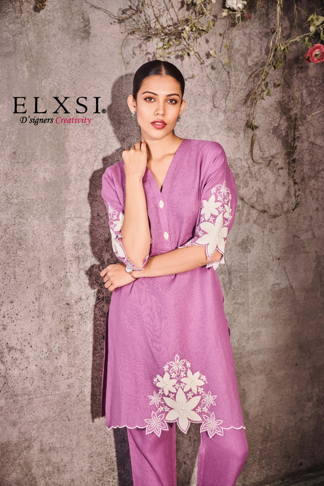 Linen Purple Kurta Set elxsi