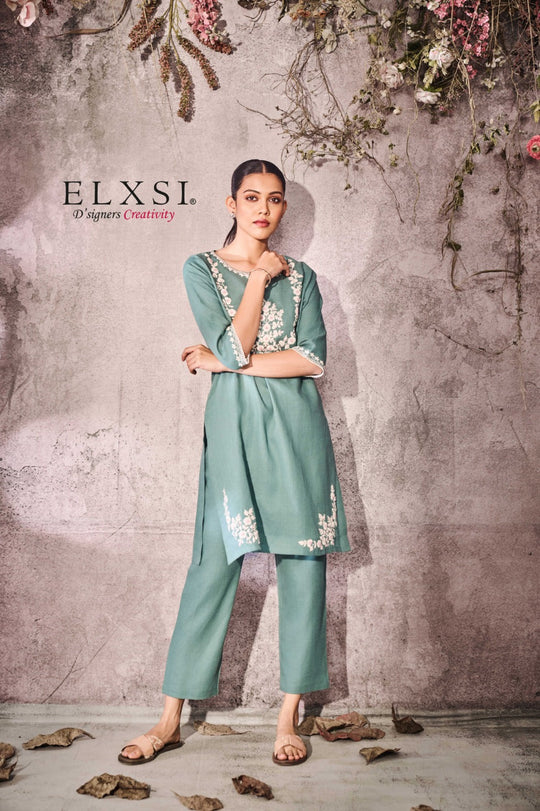 Linen Green Kurta Set elxsi