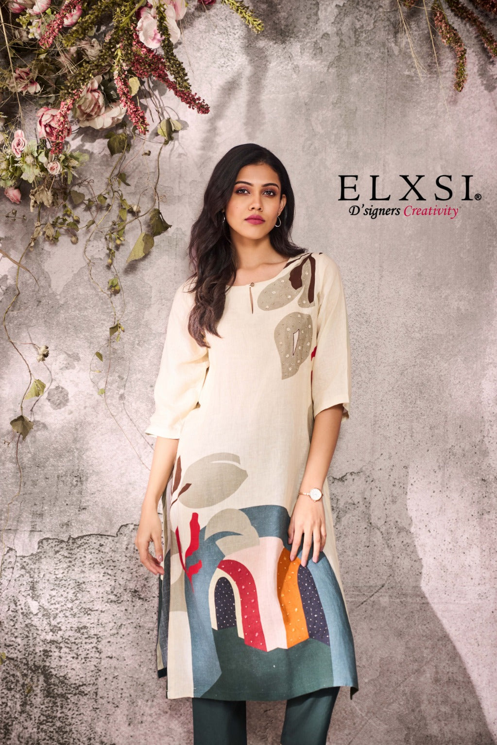 Linen Cream Kurta Set elxsi