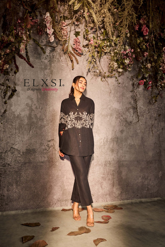 elxsi Linen Black Co Ord Set