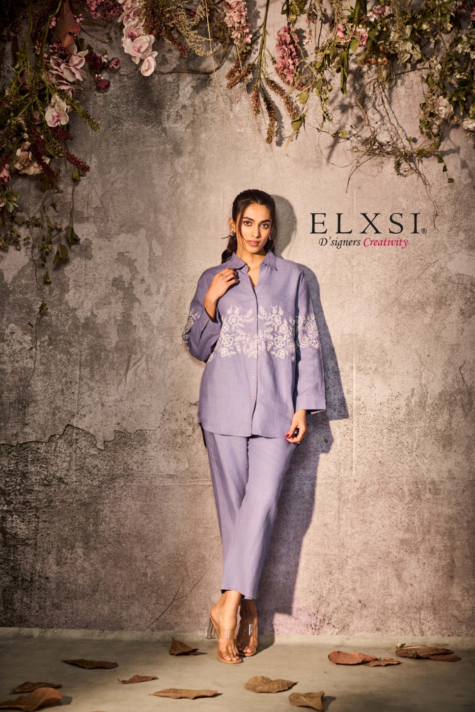 elxsi Linen Powder Blue Co Ord Set