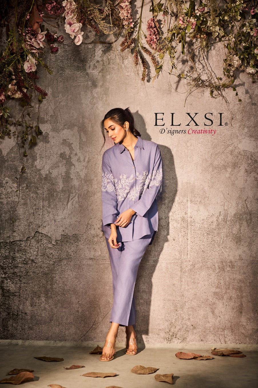 elxsi Linen Powder Blue Co Ord Set