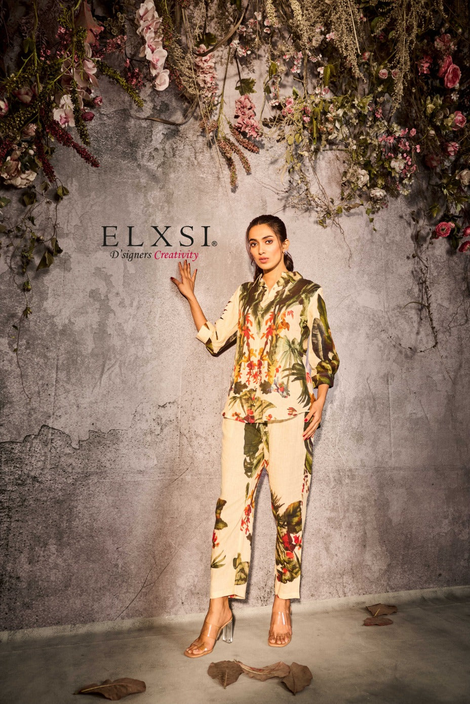 elxsi Linen Green Co Ord Set