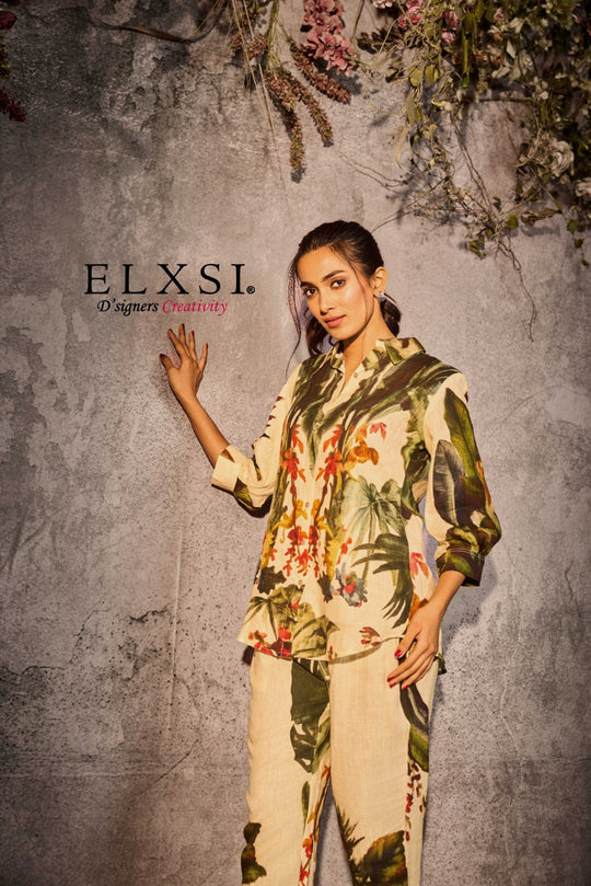 elxsi Linen Green Co Ord Set