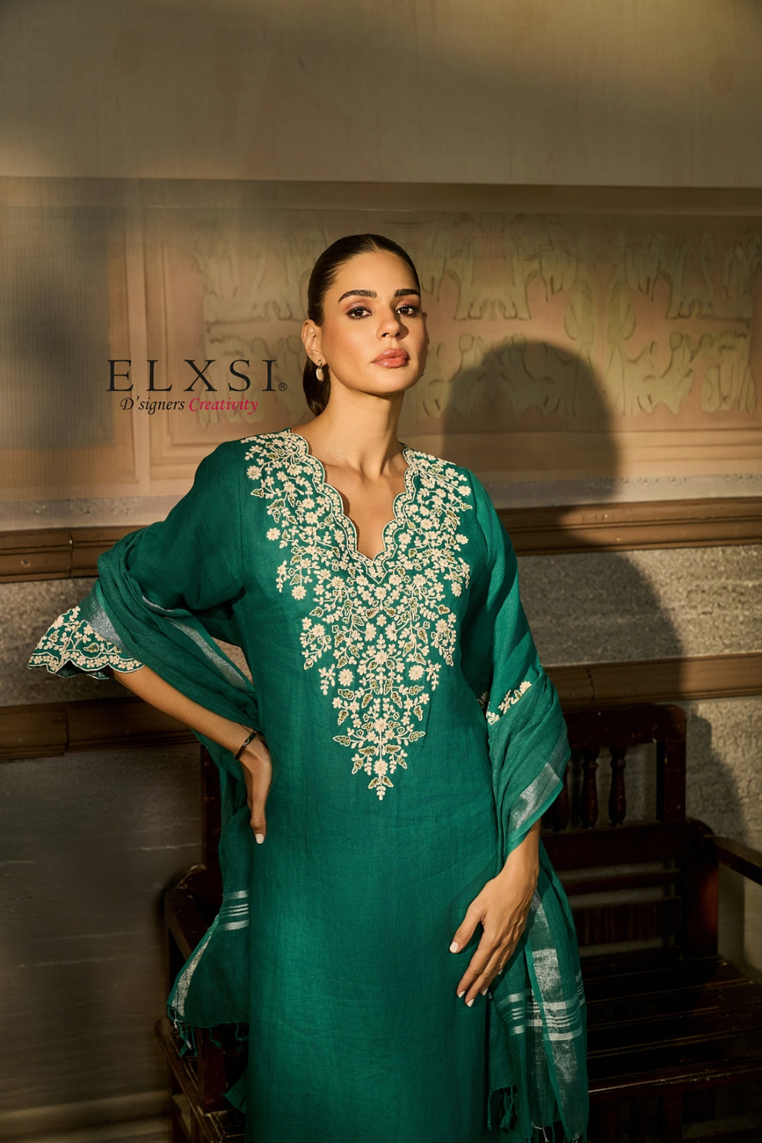 Best seller women's Green Dupatta Set