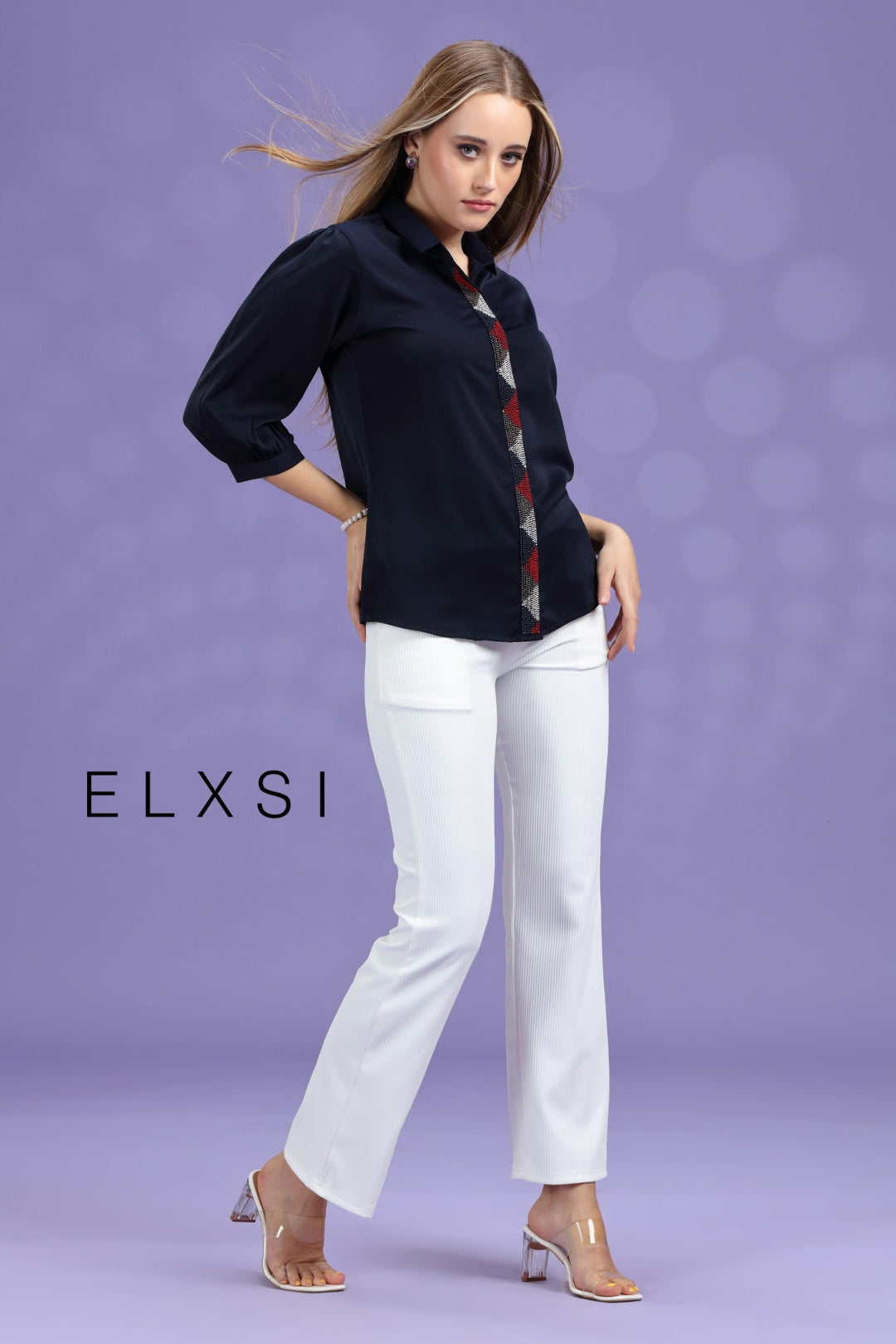 Women's Shirt | Blue  | Casual wear | Office Wear | Party Wear | Elxsi 