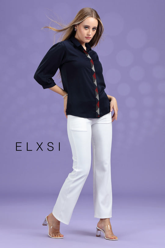 Women's Shirt | Blue  | Casual wear | Office Wear | Party Wear | Elxsi 