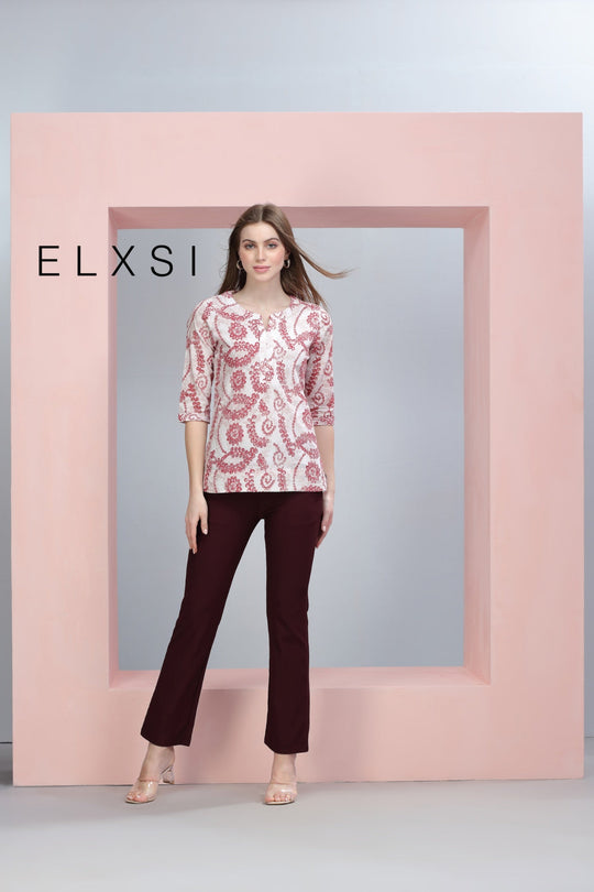 Women's Top | Maroon  | Casual wear | Office Wear | Party Wear | Elxsi 