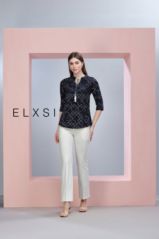 Women's Top | Navy Blue | Casual wear | Office Wear | Party Wear | Elxsi 