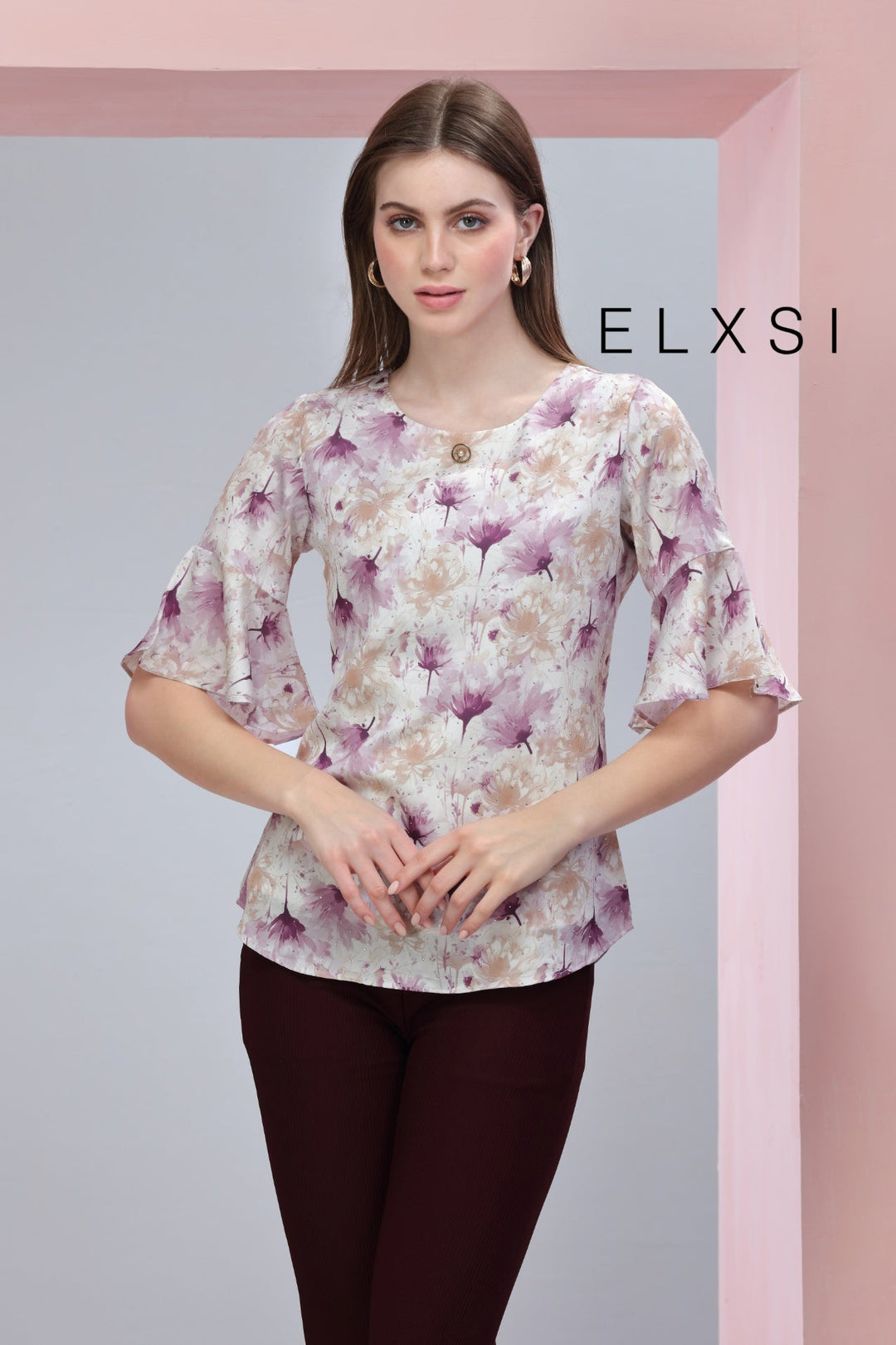 Women's Top | Wine  | Casual wear | Office Wear | Party Wear | Elxsi 