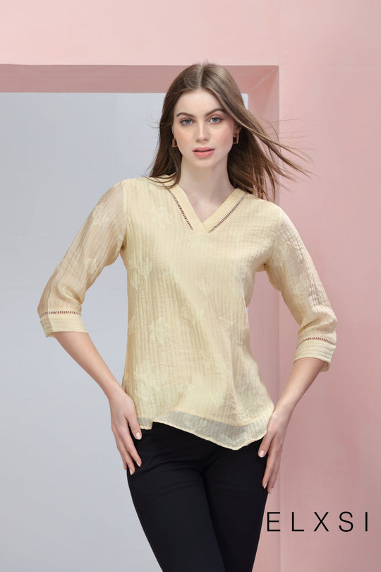 Women's Top | Yellow | Casual wear | Office Wear | Party Wear | Elxsi 