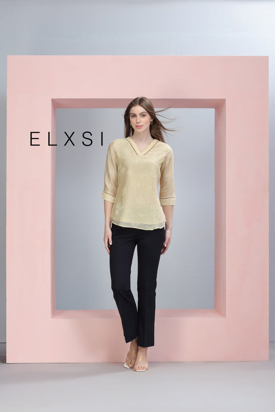 Women's Top | Yellow | Casual wear | Office Wear | Party Wear | Elxsi 