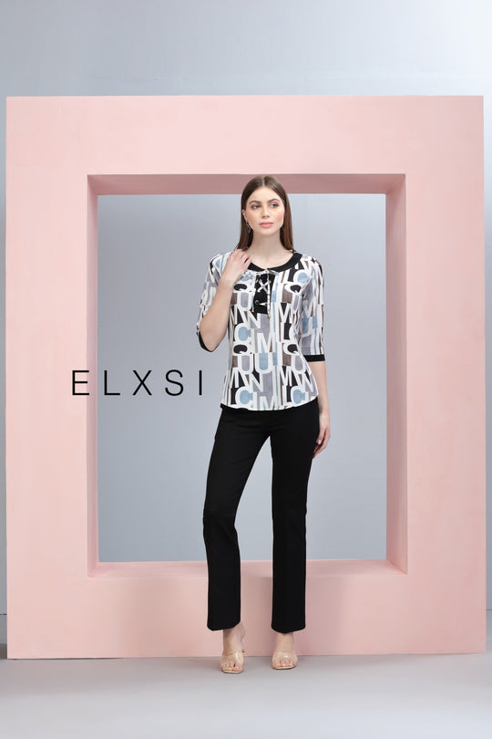 Women's Top | Grey | Casual wear | Office Wear | Party Wear | Elxsi 