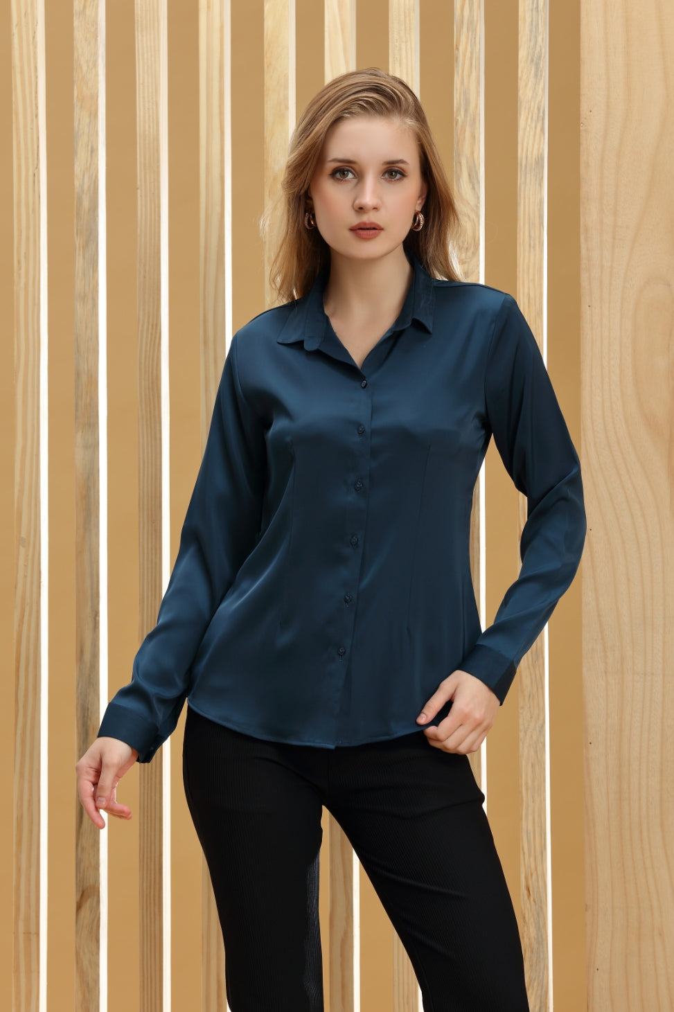 Women's Solid Office wear Peacock  Shirt