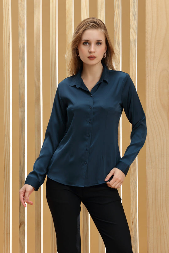 Women's Solid Office wear Peacock  Shirt