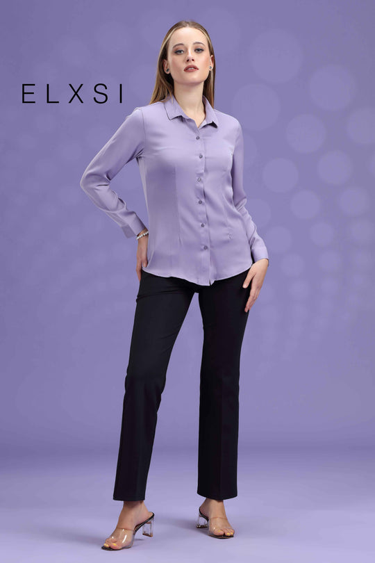 Women's Solid Office wear Lavender  Shirt