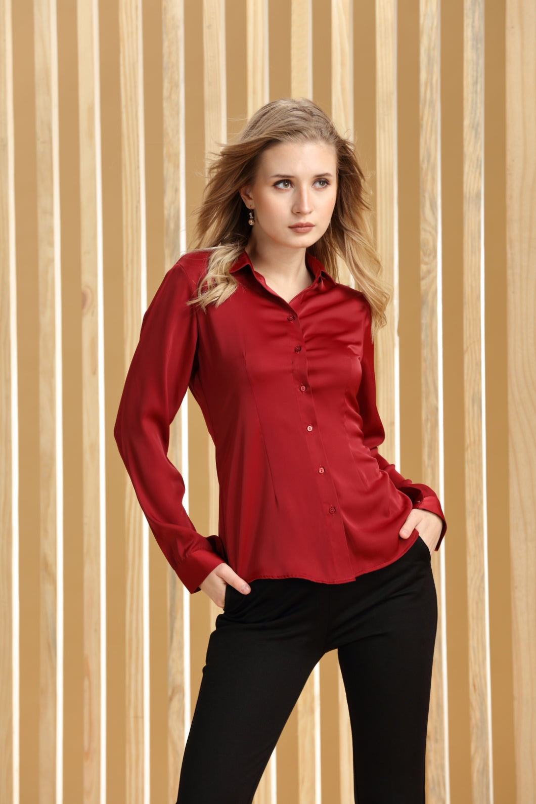 Women's Solid Office wear Maroon  Shirt