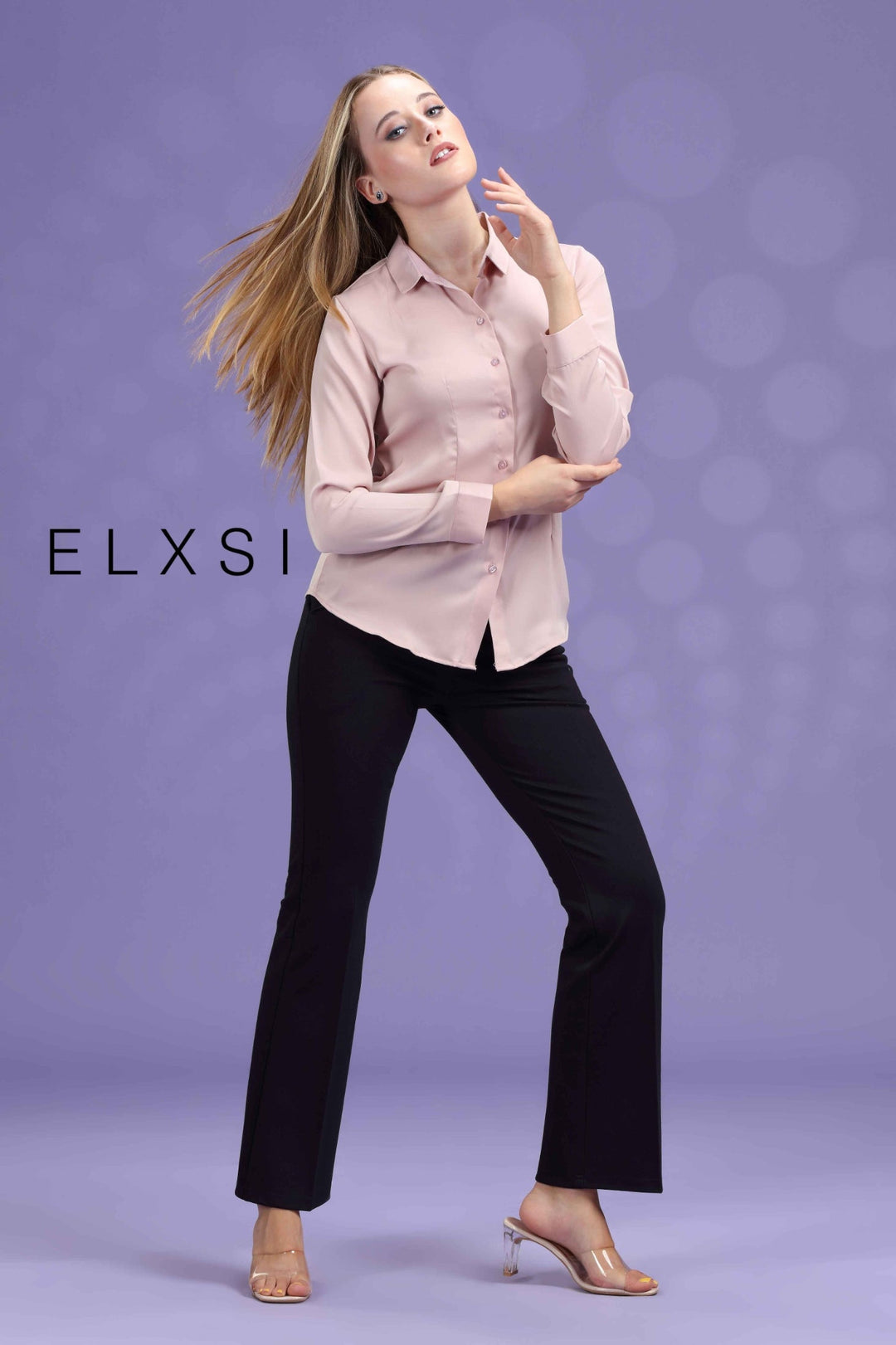 Women's Solid Office wear Peach  Shirt