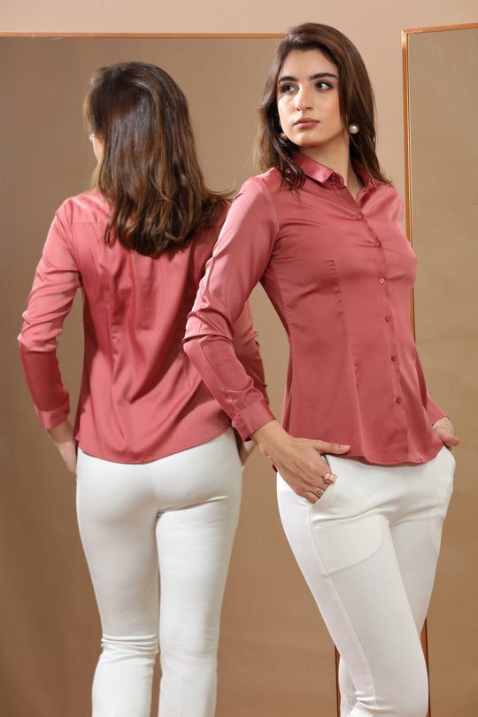 Women's Solid Office wear Rust Shirt